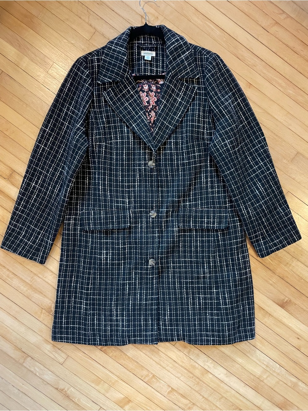 SUNDANCE Jackson Valley Topper Car Coat Jacket Neutral Windowpane Plaid XL